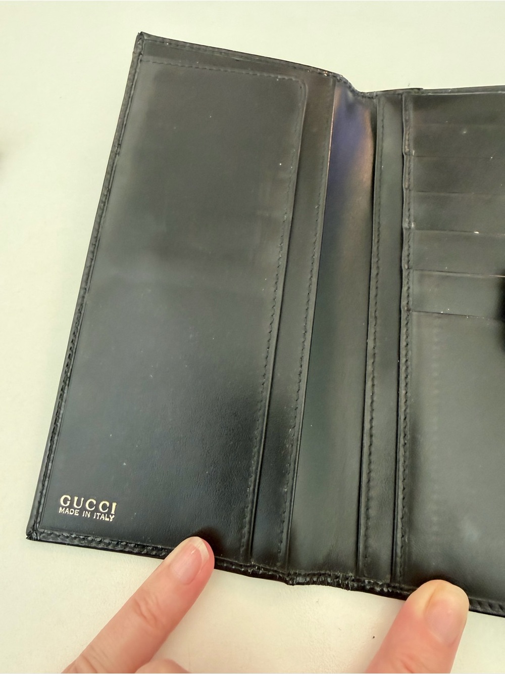 Authentic Vintage Tom Ford Gucci Black Patent Leather Wallet Bamboo Handle - Picture 9 of 10